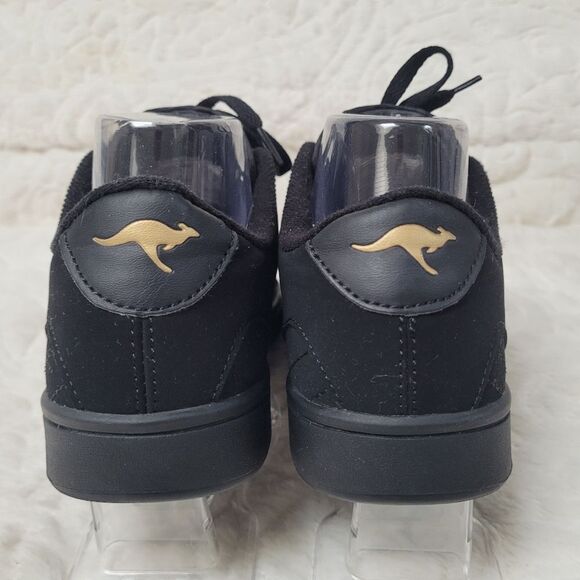 KangaRoos ROOS Sneakers Lace Up Black Gold Embroidered Side Emblems Size 6 - Picture 7 of 11